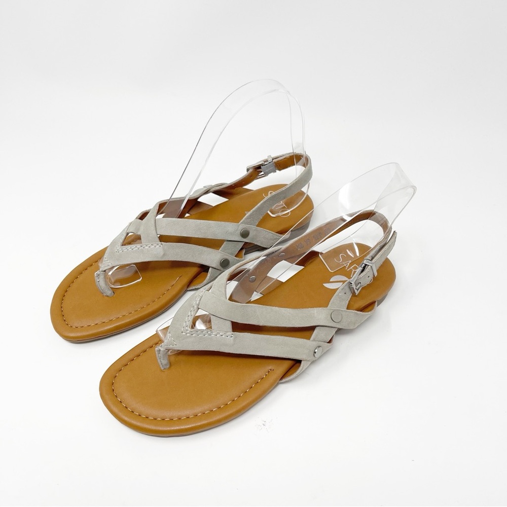 NWOT Franco Sarto Leather A-Gretchen Sandal Vapor Grey Suede Strappy Size 6.5 - Picture 7 of 13